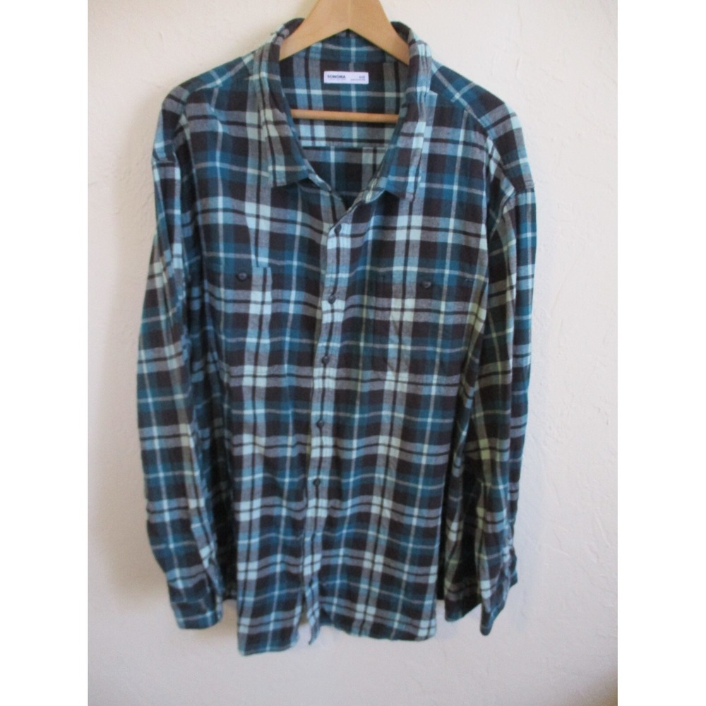 Sonoma Teal Green Cotton Flanel Shirt Size 4XB